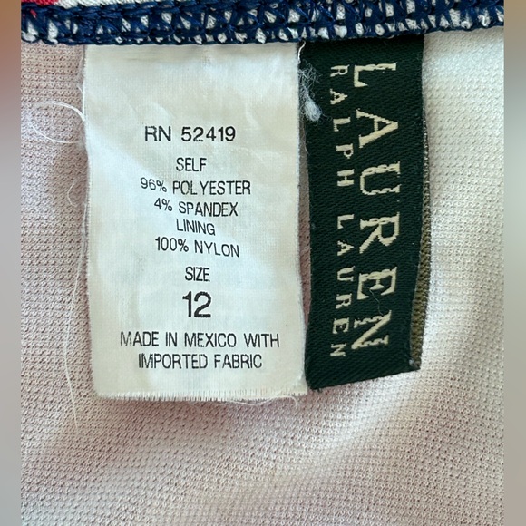 Lauren Ralph Lauren Navy White Red Striped Ring Halter Bikini Swim Top Size 12 - Picture 5 of 6